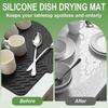 Silicone Dish Drying Mat Non-slipping Heat-Resistant Kitchen Hygienic Drying Pad Foldable Dish Rack Mat with Built-in Drain Lip