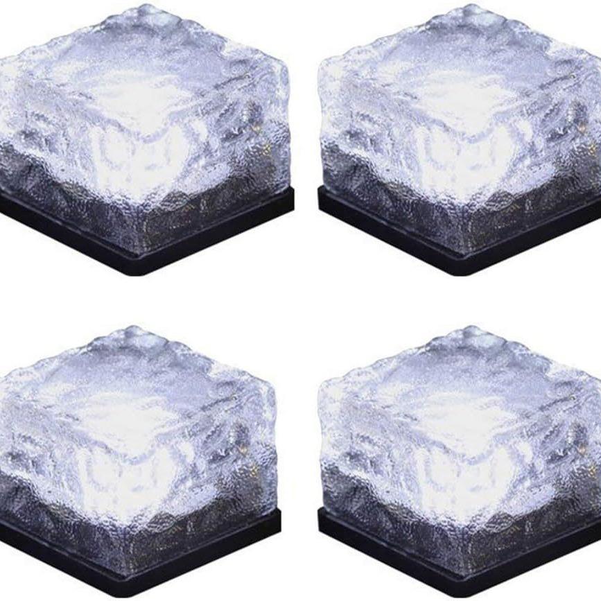 Solar Ice Cube Glass Block Light - Outdoor Square Landscape Lamp for Garden Yard Pathway Christmas Decor
