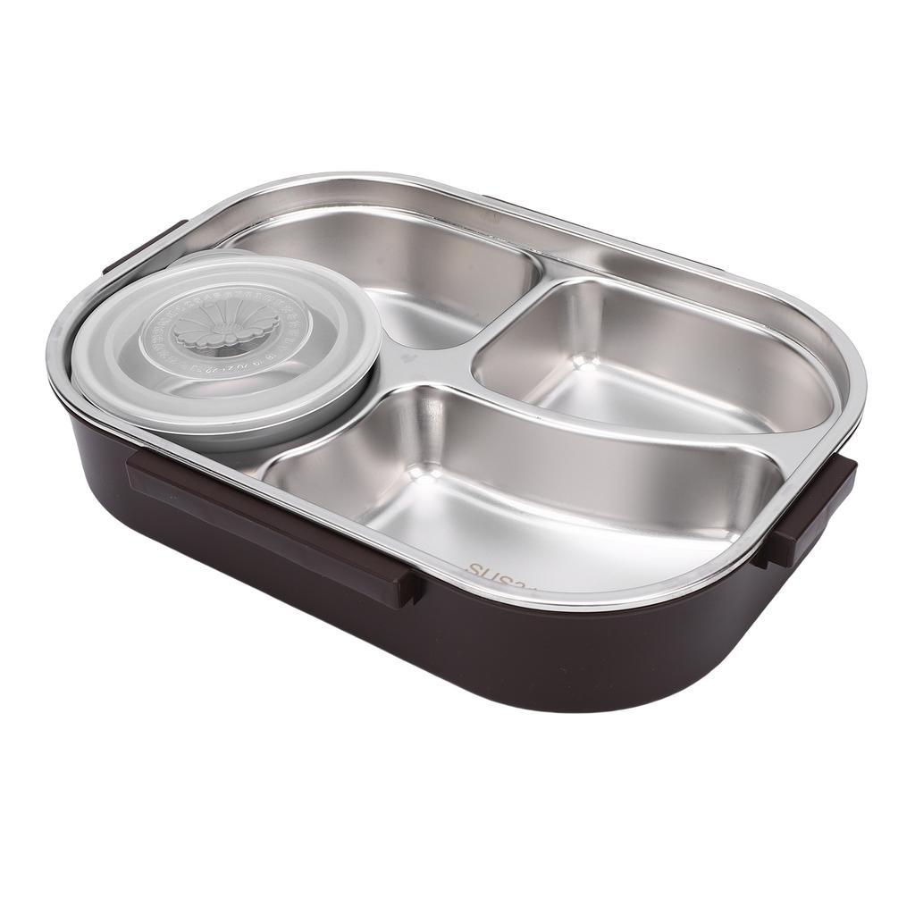 1.5L Lunch Box 4 Compartments 316 Stainless Steel Bento Box Leakproof Meal Prep Container with Soup Bowl for Office