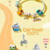 WOSTU Colorful Car Charm 925 Sterling Silver Pumpkin Car Bead Bicycle Zirconia Enamel Pendant Fit Original Bracelet DIY Jewelry