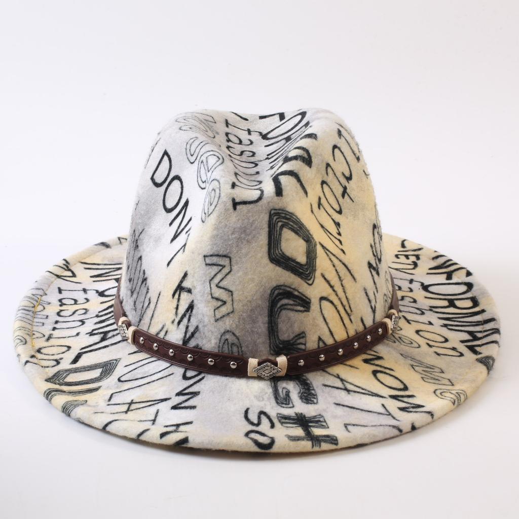 New European and American style letter printing fashion top hat men's and women's fashion jazz hat sunscreen sun hat