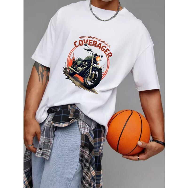 Motorcycle T Shirt White Classic Cruiser Bike Graphic and Text for Biker Enthusiasts Casual Wear