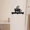 1pc Metal Key Holder Hooks Organizer Rack Wall Mounted Decor, Metal Coffee Cup Rack with Coffee Sign for Bar Kitchen Organizer