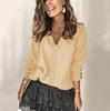 Loose Sweaters Winter Women Knit Long Sleeve Vneck Pullovers Autumn Lace Solid Tops Jumpers