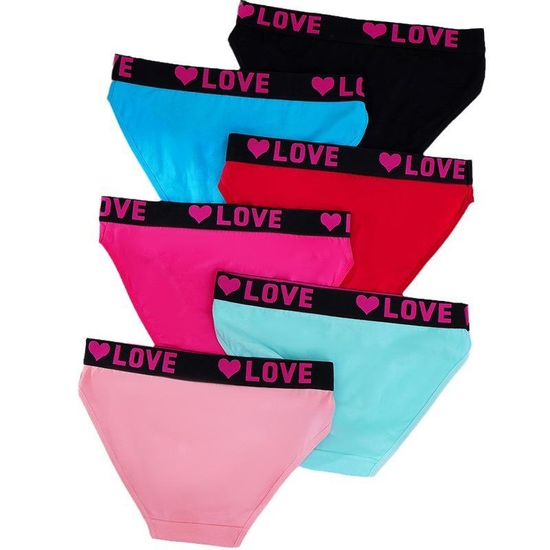 6PCS Women's Cotton Panties Women Soft and Comfortable Girls Plus Size Mid-Low Waist Triangle Panties Fashion Sport