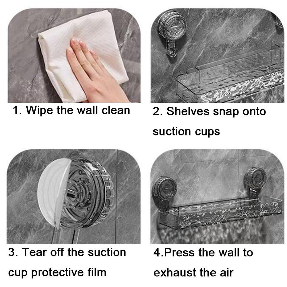 Plastic Suction Cups Shower Shelves Rectangular/Triangular Cosmetics Storage Rack  for Home