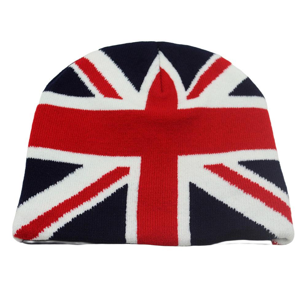 2026 UK English Union Jack Flag Jacquard Knitted Winter Warm Beanie Hat Children Adults Unisex Fashion High Quality