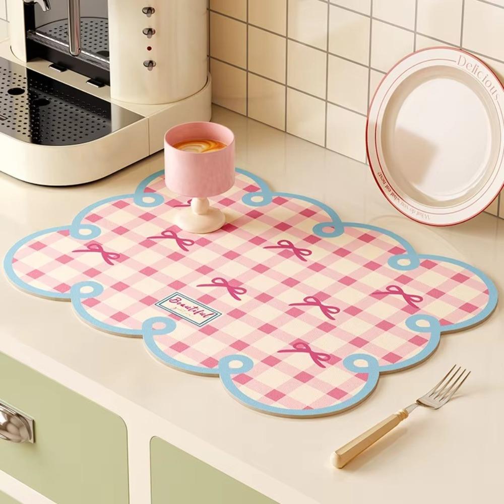 Water Absorbing Dining Table Mat Quick Drying Cup Coaster New Leather Placemat  Household