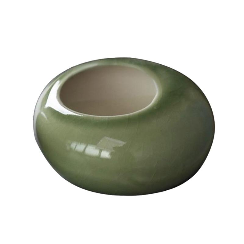 

Artistic Ceramics Candle Cup With Frosted Ice Crackles Texture Ovals Shape Decorative Fragrances Diffusers зелёный