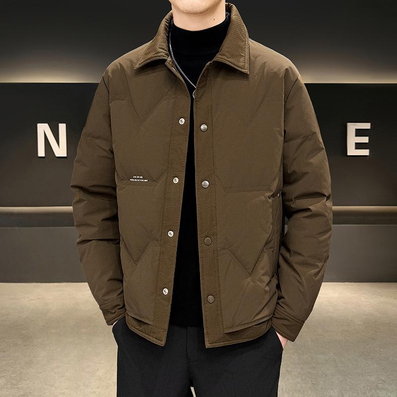 

Зимний пуховик мужской короткий уличный рабочий можно расстегнуть дважды, куртка с воротником-стойкой мужская одежда 4XL темно-коричневого