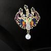 Luxurious Colorful Phoenix Brooch for Women Peacock Brooch Retro Pearl Brooch