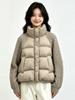 Autumn and winter casual cotton clothes women's short stand-up collar body cotton filled knitted twist sleeve splicing women's jacket