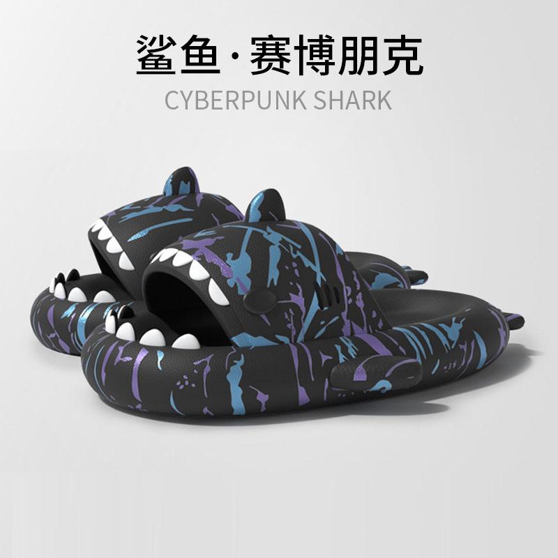 

fashion Punk Shark Personalized Slippers for Men s Summer Outwear Anti Slip and Durable Sports Trend Popular Online Couple Home Slippers