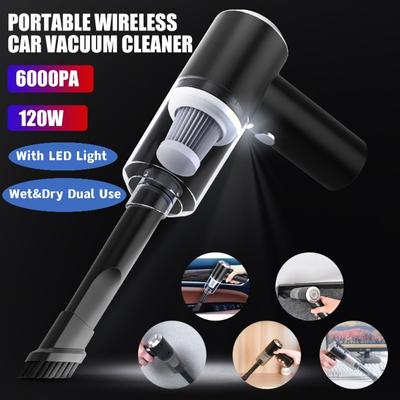 120W 6000Pa Car Portable Wireless Car Vacuum Cleaner Wet & Dry Dual Use Handheld Purpose Rechar with LED Light for Home