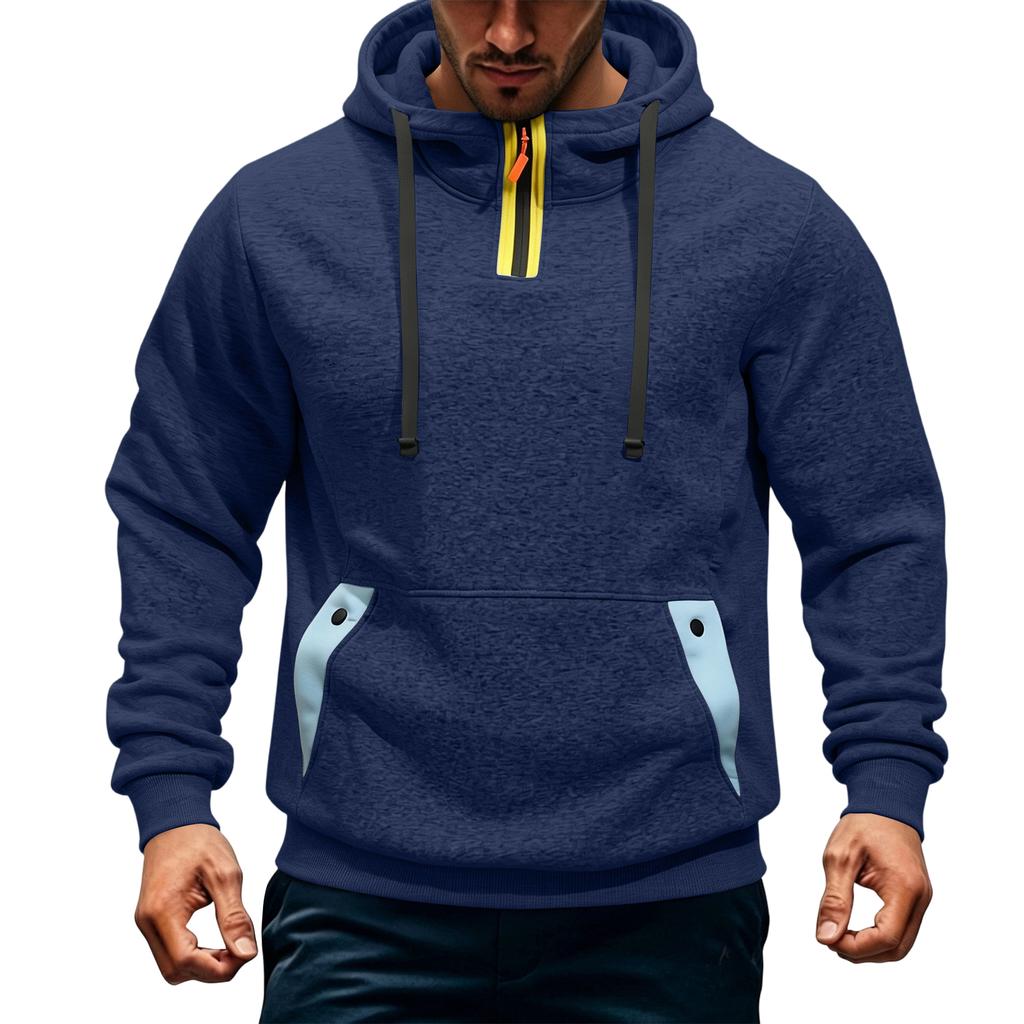 Men's Casual Loose Fit Color Block Hoodie for Fall and Winter Everyday Wear