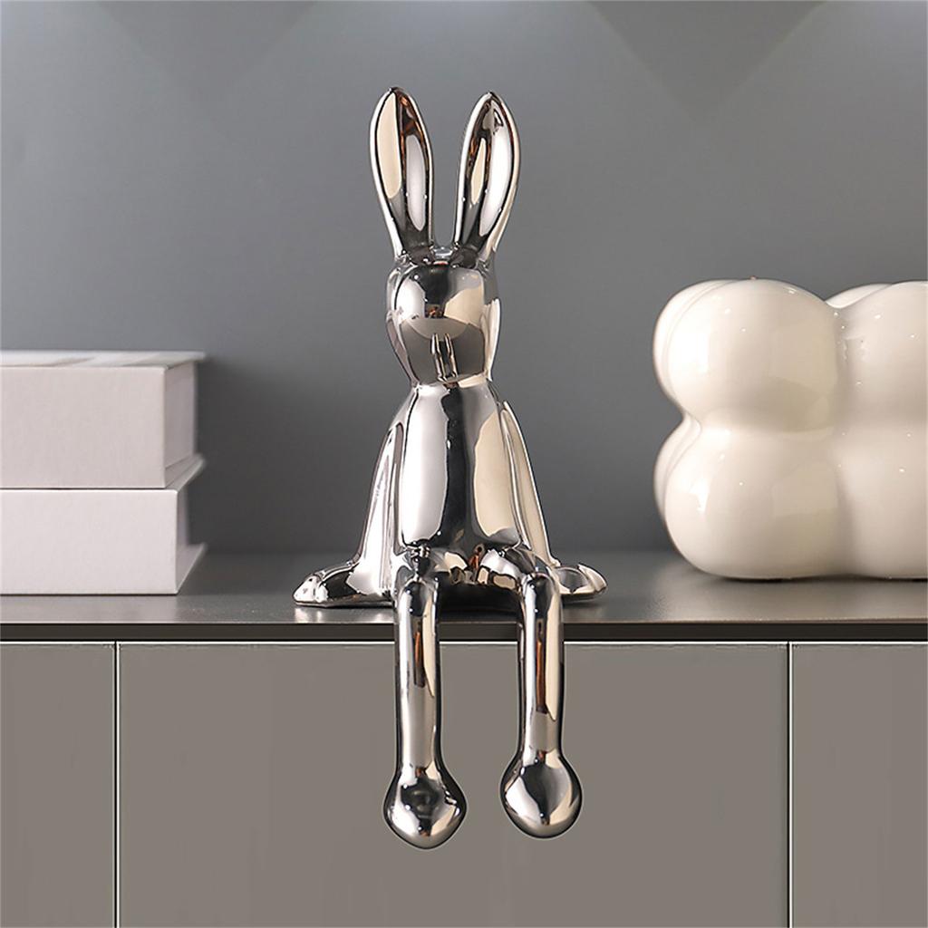 Color Ceramic Bunny Figurine Statue Decorative Animal Sculpture for Bookshelf Living Room and Bedroom