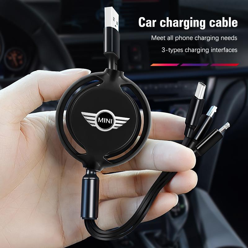 Car Interior Charging Data Cable Scalable 3 In 1 Phone Charger For MINI Cooper R56 F56 R50 JCW Cabrio Aceman Countryman Clubman