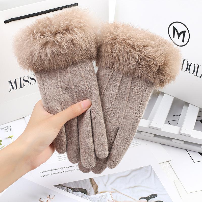 Women Autumn Winter Cashmere Warm Mittens Full Finger Mittens Women Outdoor Sport Female Gloves