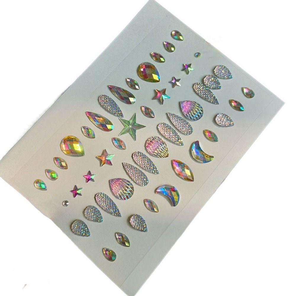 Fashion 3D Face Tattoo Crystal Sticker Fake Tattoo Temporary Tattoo Sticker  Girls