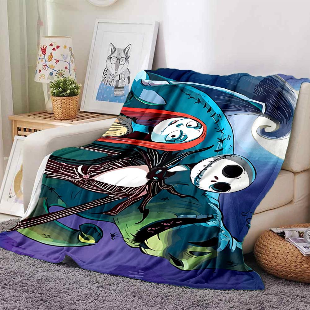 1Pc Christmas Jack Skellington Blanket Soft Throw Blanket For Home Bedroom Bed Sofa Travel Office Solid Christmas Blanket