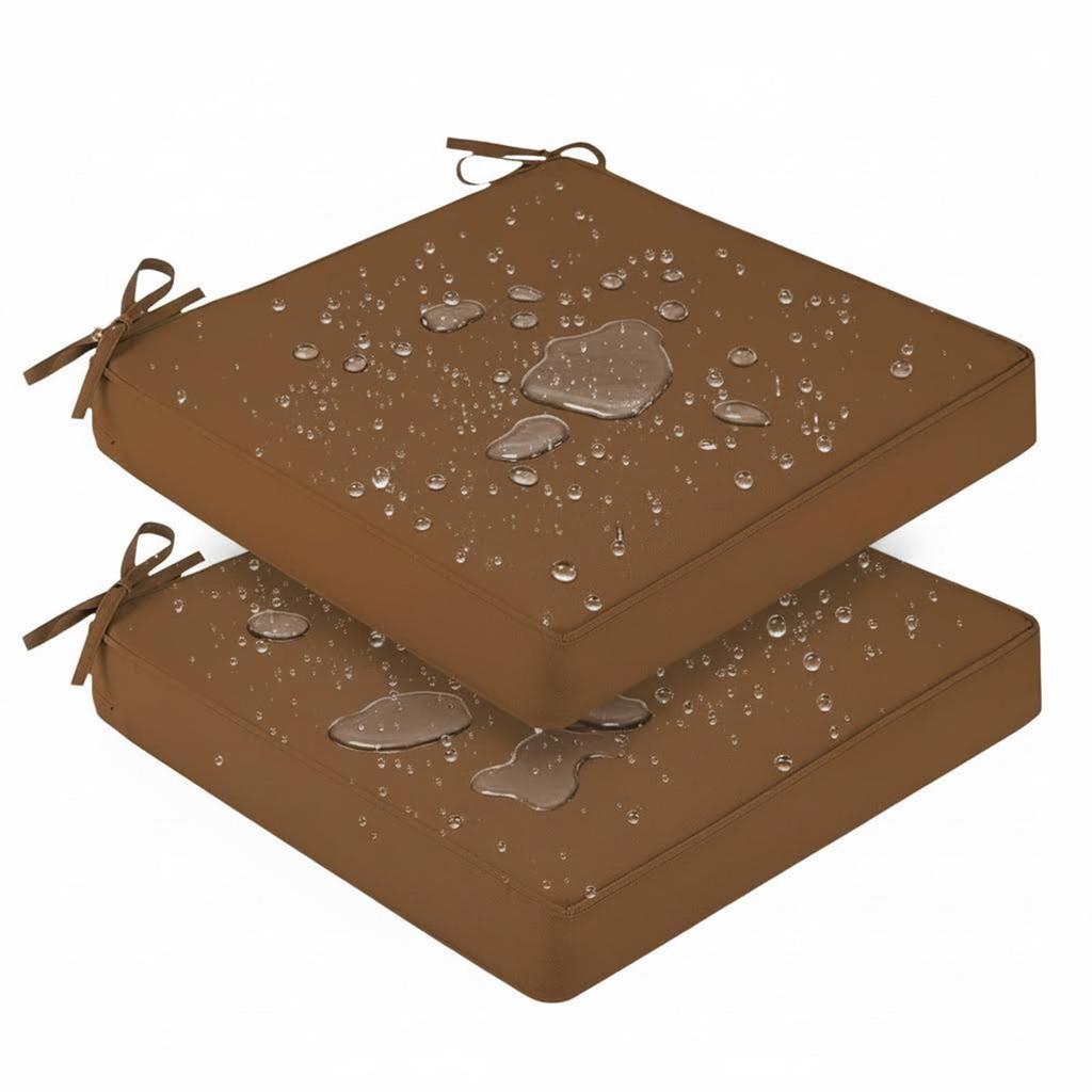 Waterproof Outdoor Seat Cushions Set of 2, Thick Patio Furniture Cushions with Ties, Non Slip Chair Pads for Garden, Porch
