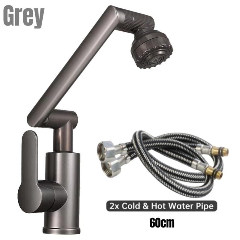 Universal Bathroom Sink Faucet with Hose 1080° Swivel Multifunction Cold and Hot Water Tap Kitchen Sink Faucet 2 Modes Water Tap