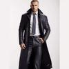 2024 Men's Extended Length PU Leather Jacket with Suit Collar - Casual Spring Fashion