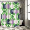 Colorful Retro Geometric Pattern Waterproof Shower Curtain Bathroom Decor With Hooks Modern Design For Bathtub Elevate Space