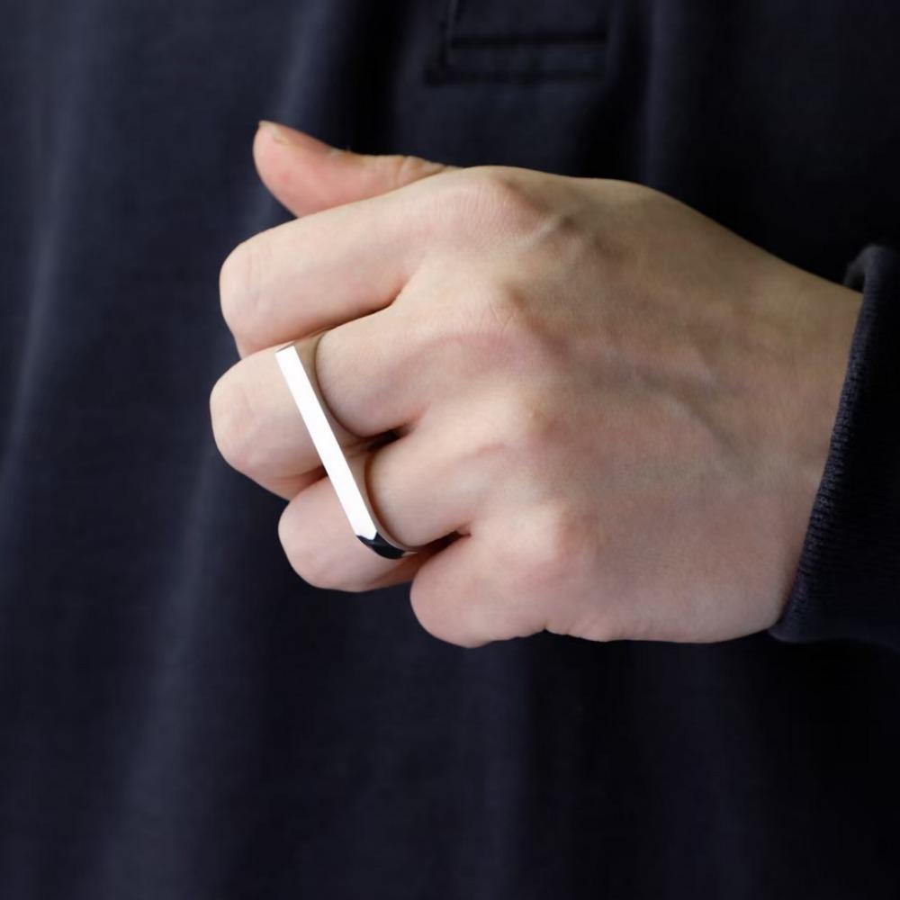 Men's Personality Ring, Disco Accessory Double Finger Alloy Ring Fashionable Stylish Hand Jewelry