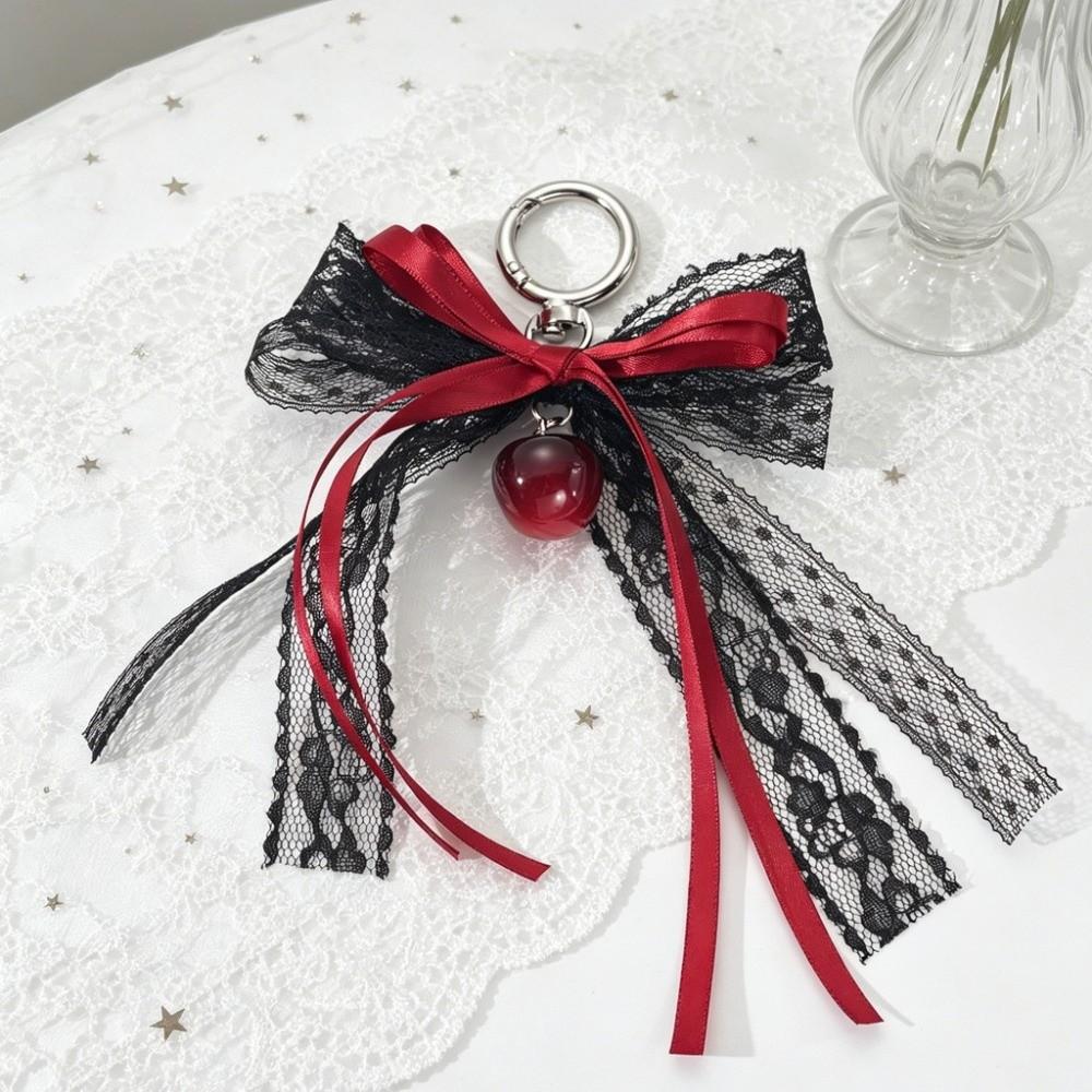 Exquisite Ornament Lace Bow Keychain Hollow Design Bag Pendant Ribbon Keyring Backpack Accessory
