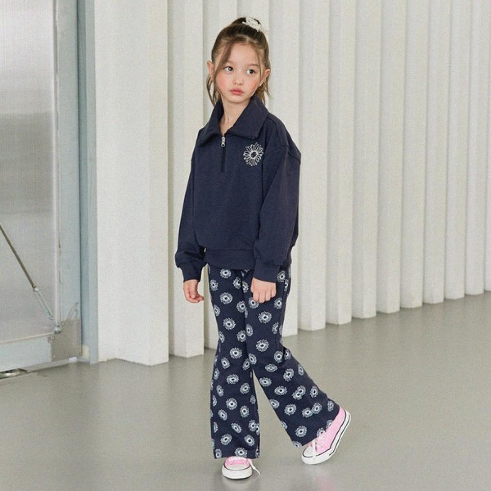 

Оливан Цветочный Узор Топ с Полумолнией и Низ Темно-синий navy/150