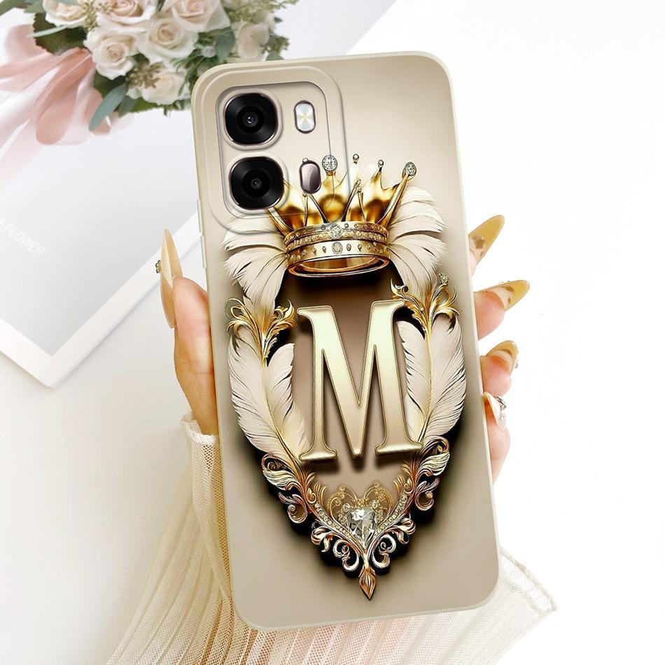 For OPPO A6s CPH2789 2026 Feather Crown Initial Letter Phone Case For Oppo A6s 4G CPH2815 A 6S 5G Soft Silicone Covers Bumpers
