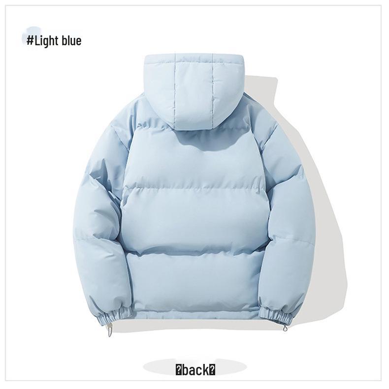 Men's Winter Solid Color Hooded Cotton Jacket - Loose, Casual, Warm Outerwear for Teens