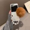 Aurora Gradient Hairball Bracelet Case for Samsung Galaxy Z Flip 6 5 4 3 flip6 Furry Wrist Chain Laser Colorful Shockproof Cover