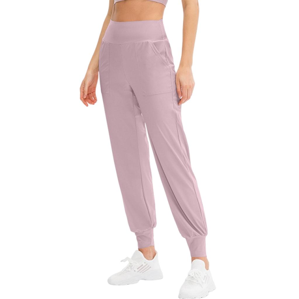 Women's Loose Fleece Jogging Leggings With Side Pockets For Fall, Casual Quick-Dry Fitness Pants