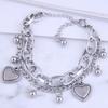 Women Bracelet Alloy Steel Geometric Shape Pendant Double-layer Bracelet