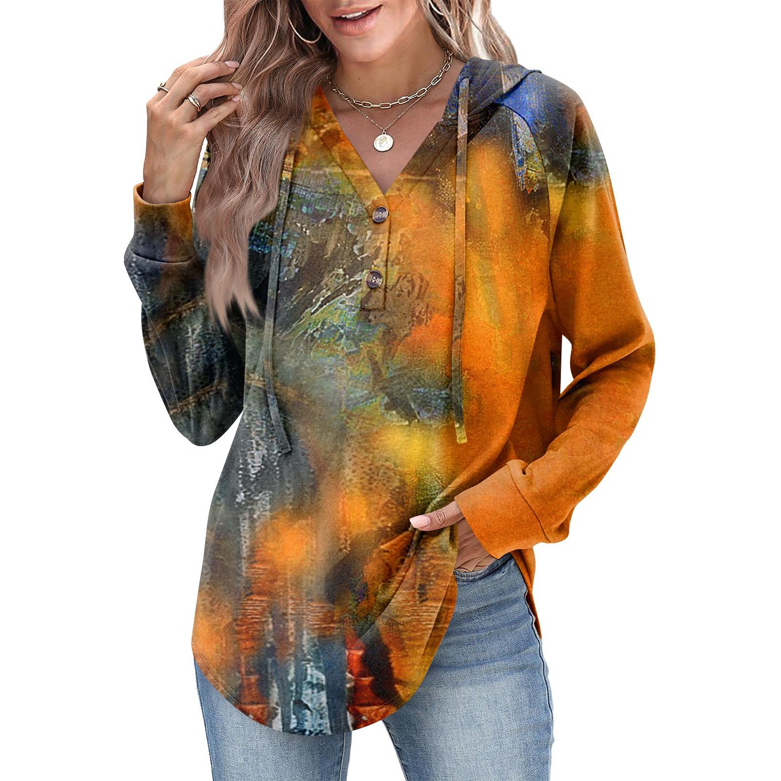 

Женская мода, женский легкий пуловер с длинными рукавами и карманами, толстовка с капюшоном в стиле консервативного стиля XXL оранжевый