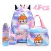 4Pc/set Cute Backpack Lunch Bag Pencil Bag Student Schoolbag Boy Girl School Bookbag 750Ml Outdoor Sports Water Bottle