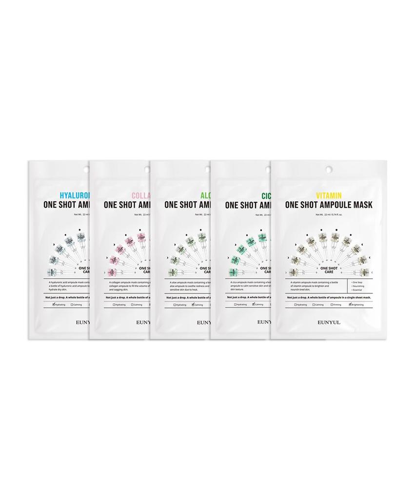 One Shot Ampoule Mask Pack 5 Types x 10 Packs, Total 50 Sheets 1 Set
