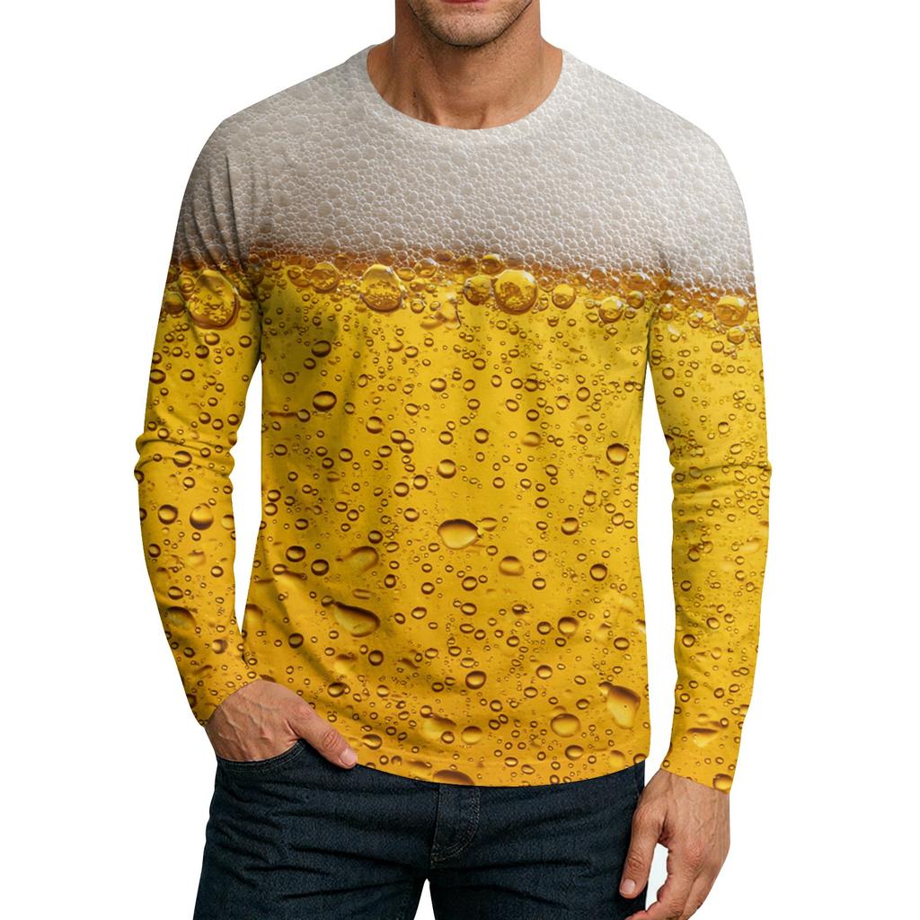 Herre Rund Hals Plunger Langermet T-skjorte Topp