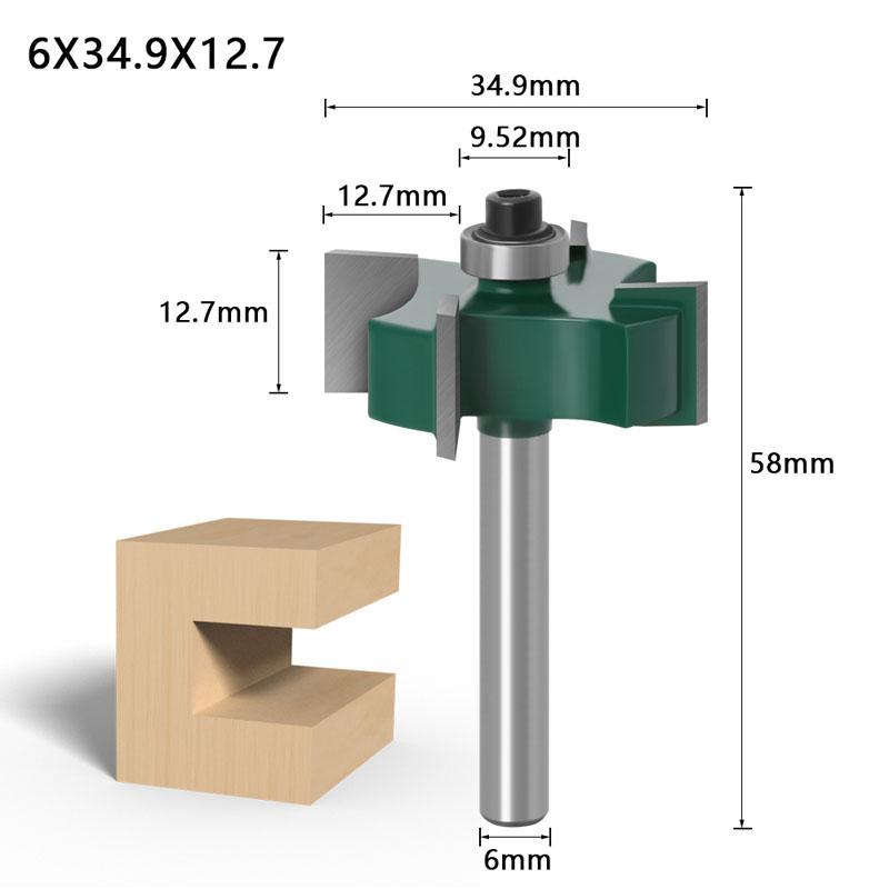 4 Edge T Type Bearings Wood Milling Cutter Industrial Grade Rabbeting Bit Woodworking Tool Router Bits for Wood  6mm 1/4 Inch Shank