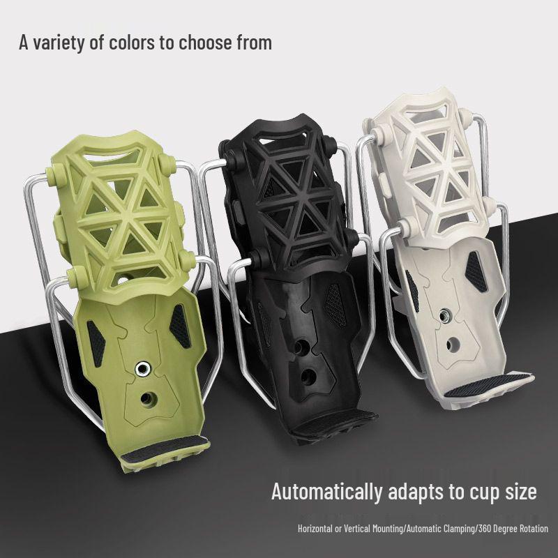 Rotatable Universal Motorcycle & Electric Vehicle Handlebar Cup Holder with Self-Adaptive Crash Bar Add-On