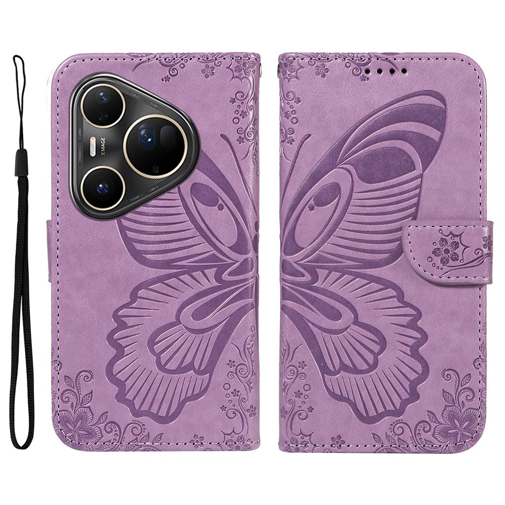 For Huawei Pura 80 Ultra Case Butterfly Pattern PU Leather Folio Flip Phone Cover