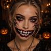 Scary Bloodiness Big Mouth Tattoo Sticker Fake Face Decorations Sticker  Women Men