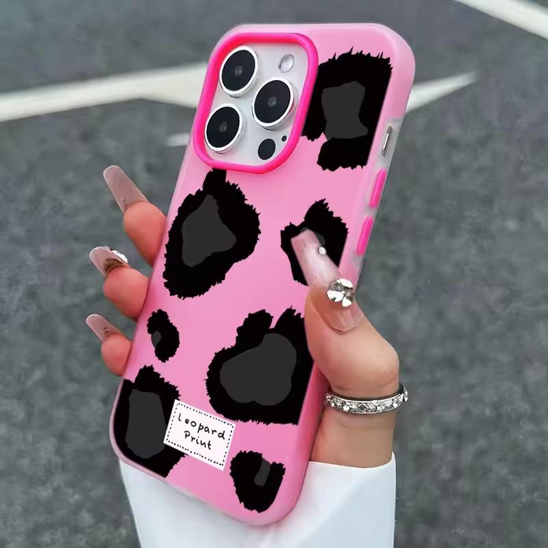 Simple Black Leopard Print Jelly Color Phone Case For iPhone 17 AIR 16 15 14 13 12 11 PRO MAX PLUS Y2K Shockproof Silicone Cover