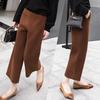 Women's Wool Wide-Leg Nine-Point Pants - Autumn/Winter, Loose, Slimming, Korean Style.