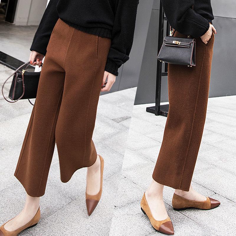 

Women s Wool Wide-Leg Nine-Point Pants - Autumn/Winter, Loose, Slimming, Korean Style. M 48-53 kg
