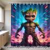 1pc St. Patrick's Day and Valentine's Marvel Groot Character Printed Shower Curtain for Bathroom Decor Fabric Bath Curtain Wit