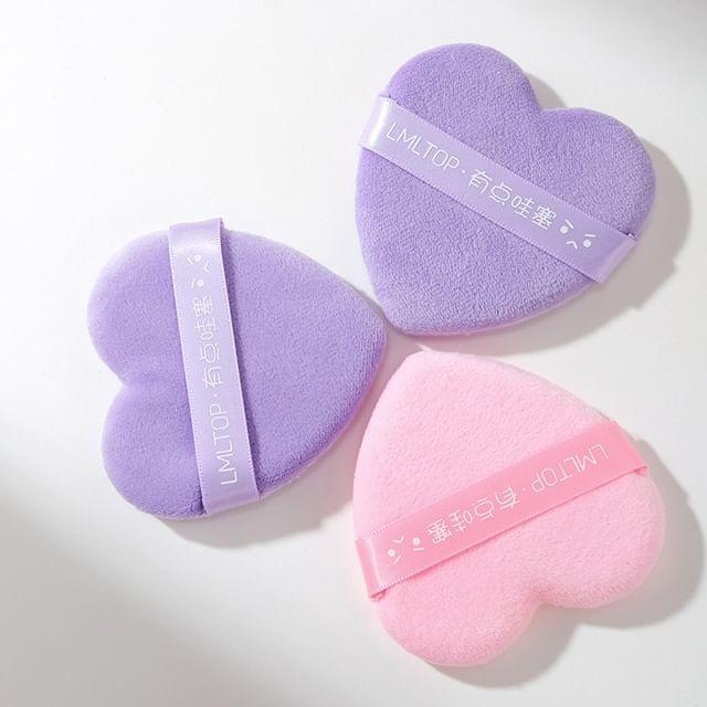 Jesireca - Набор из 2 шт.: Пуховка в форме сердца LLT15 - Set of 2 - Pink & Purple