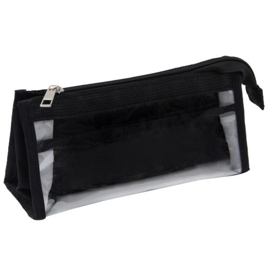 Transparent Mesh Pencil Case  for Middle School Students Large Capacity Pencil Pouch Multilayer Storage Bag with Mesh Compartments чёрный